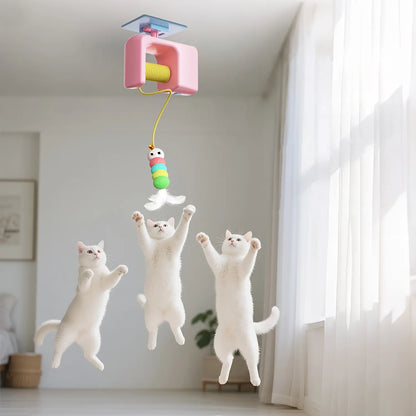 Automatic Interactive Cat Toy with Motion-Activated Rolling Ball and Hanging Wand for Engaging Indoor Play