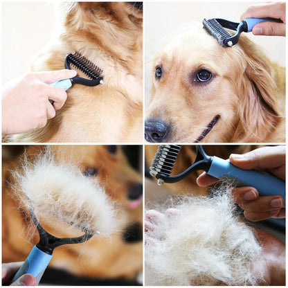 Double-Sided Dematting Dog Undercoat Rake