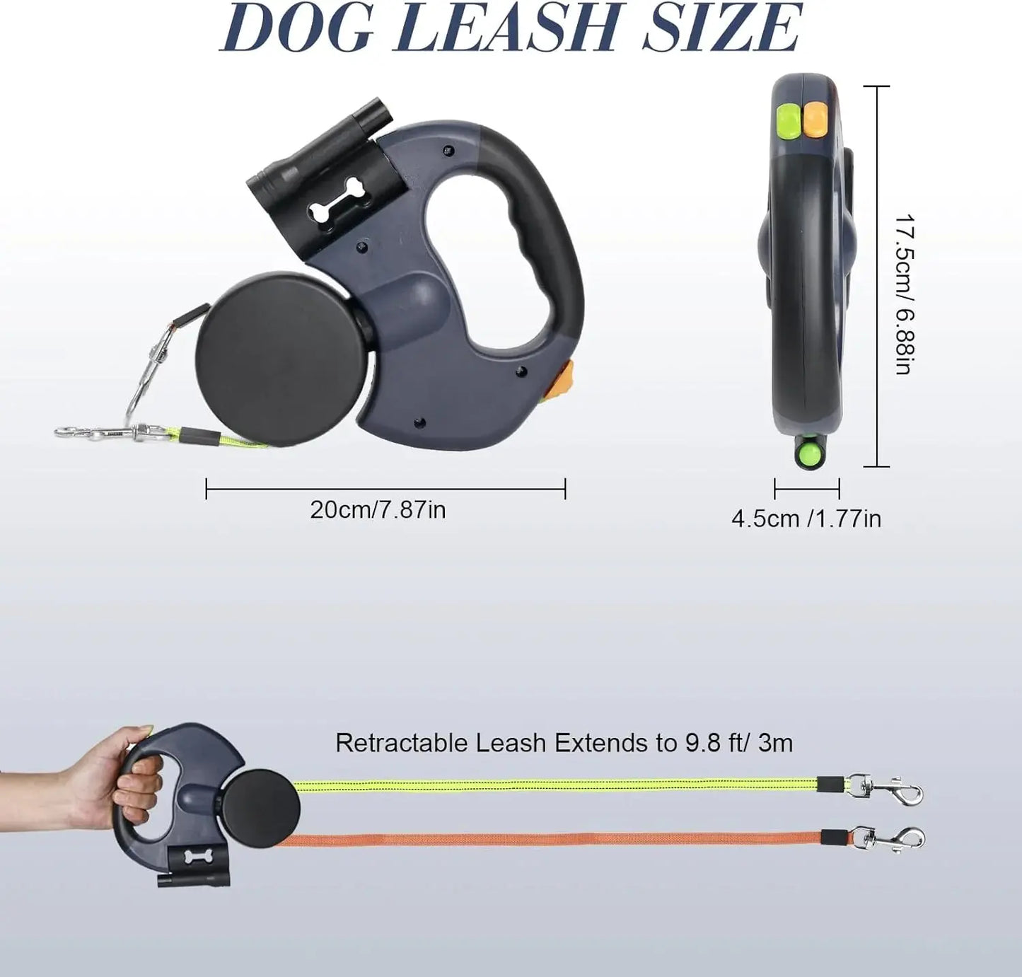 Flexipaw™ Dual Retractable Dog Leash with 360° Tangle-Free Design and Reflective Double Lead