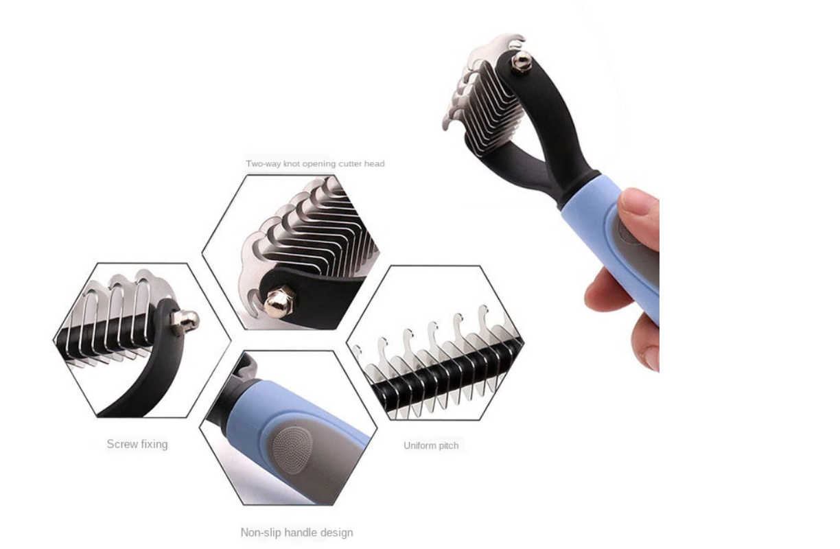 Double-Sided Dematting Dog Undercoat Rake