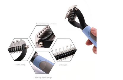 Double-Sided Dematting Dog Undercoat Rake