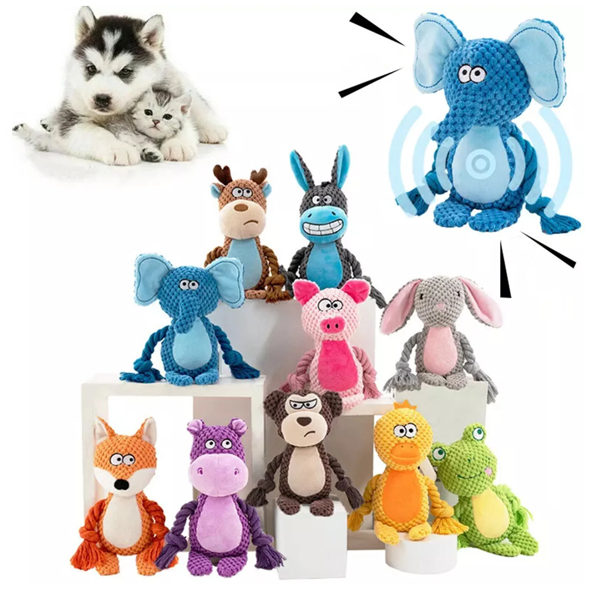 Squeaky Crinkle Dog Tug Toy