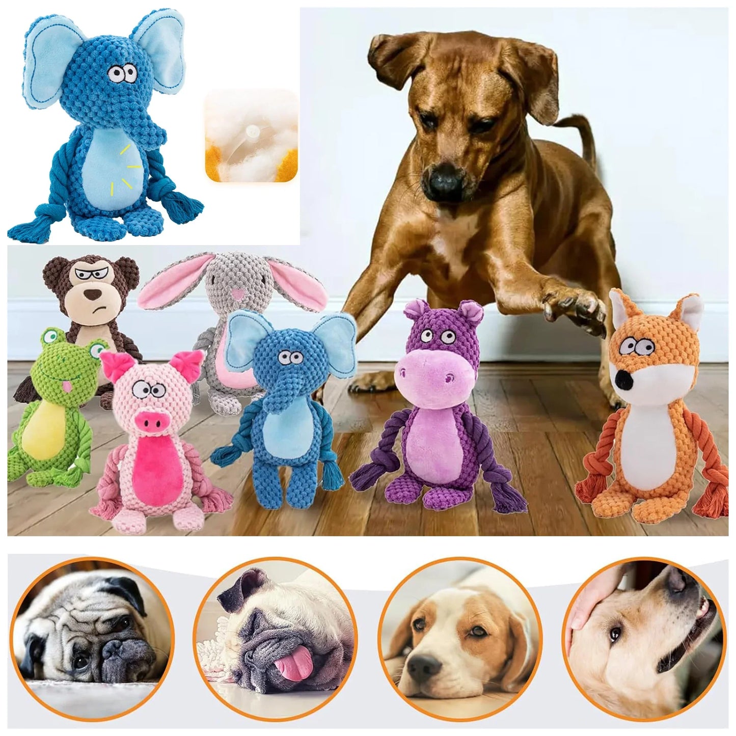 Squeaky Crinkle Dog Tug Toy
