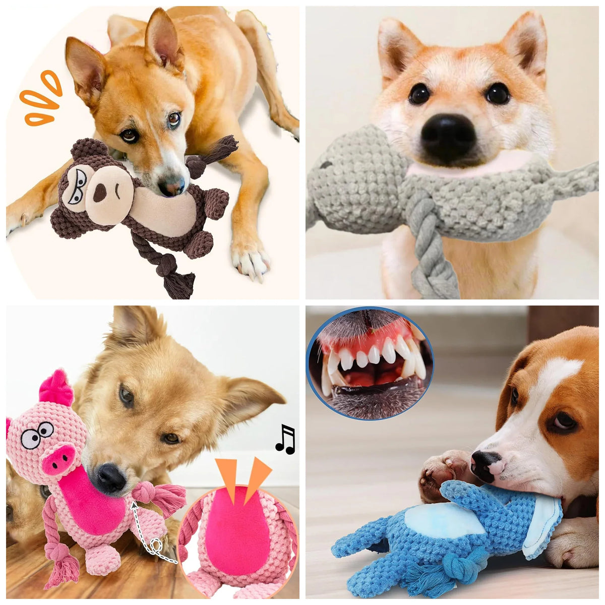 Squeaky Crinkle Dog Tug Toy
