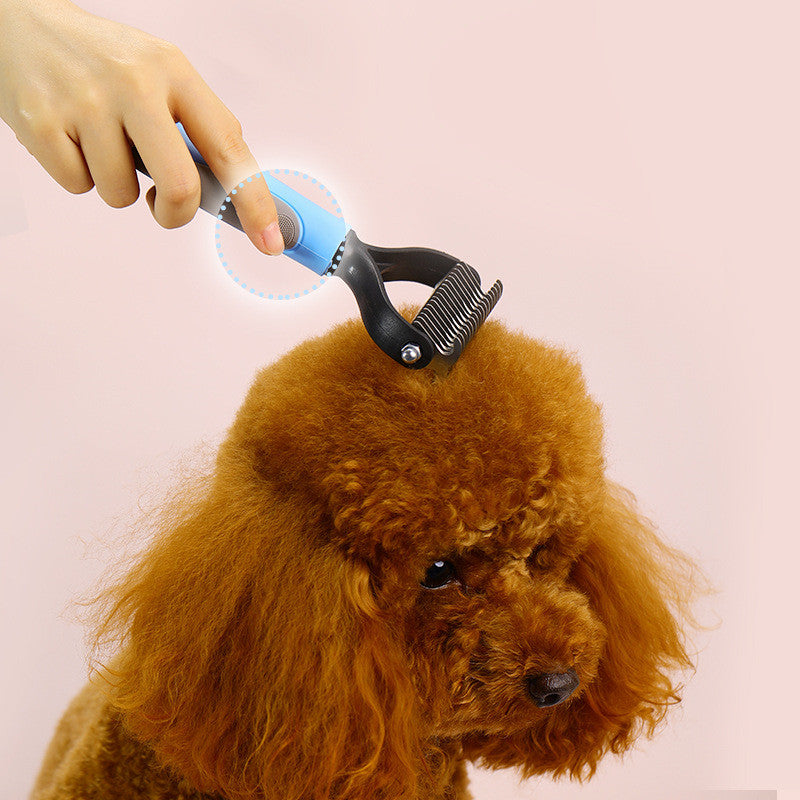 Double-Sided Dematting Dog Undercoat Rake