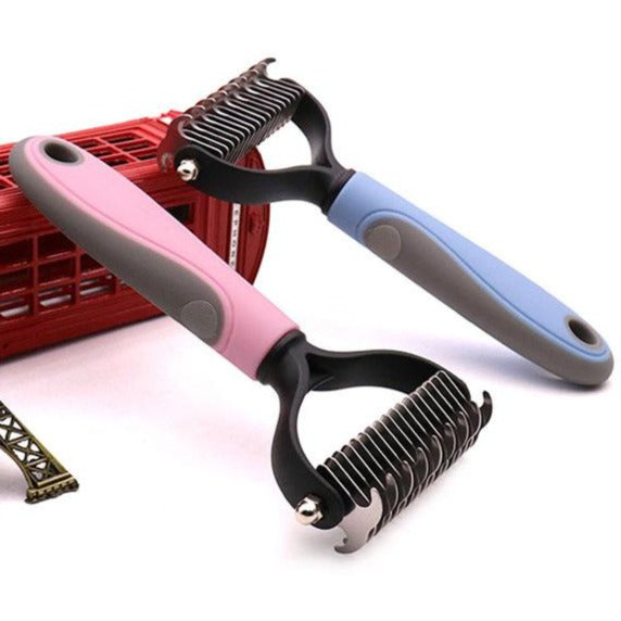Double-Sided Dematting Dog Undercoat Rake