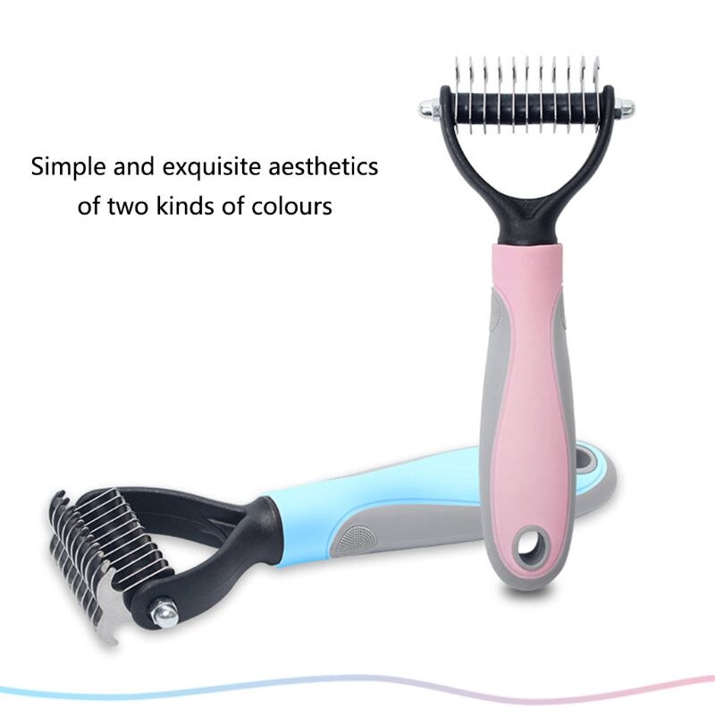 Double-Sided Dematting Dog Undercoat Rake