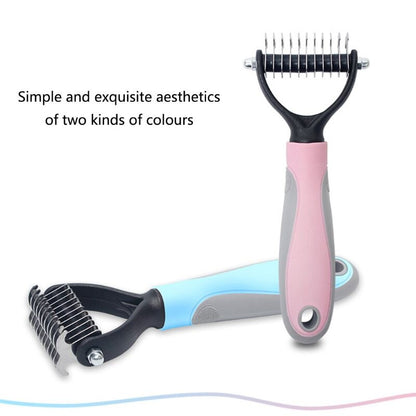 Double-Sided Dematting Dog Undercoat Rake