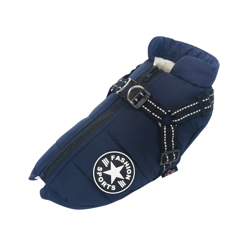 Water-Repellent Winter Dog Coat with Built-In Harness