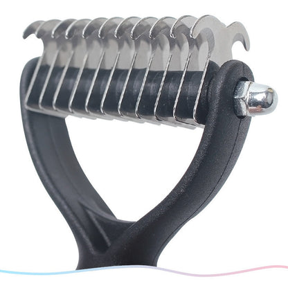 Double-Sided Dematting Dog Undercoat Rake