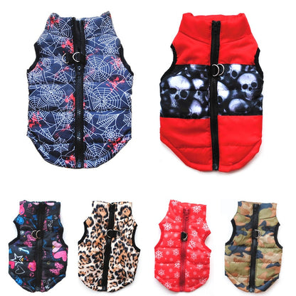 Small Dog Winter Vest with Built-In Leash Ring