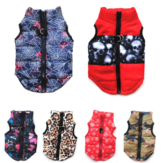 Small Dog Winter Vest with Built-In Leash Ring