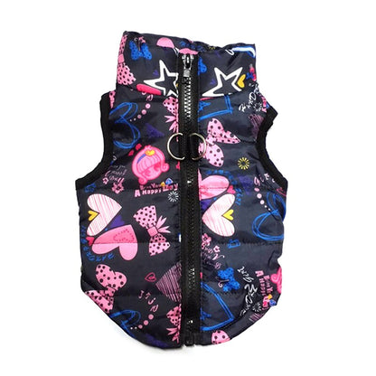 Small Dog Winter Vest with Built-In Leash Ring
