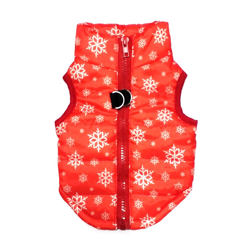 Small Dog Winter Vest with Built-In Leash Ring