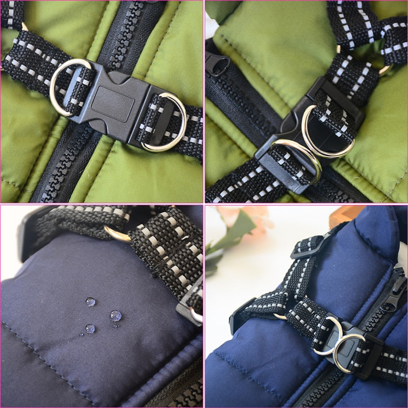 Water-Repellent Winter Dog Coat with Built-In Harness
