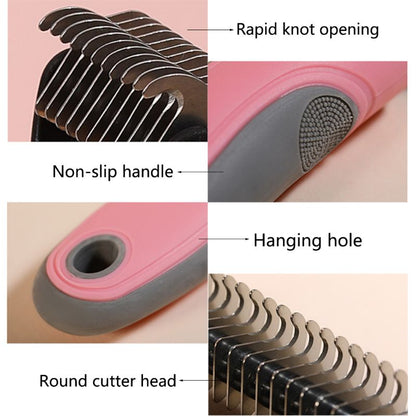 Double-Sided Dematting Dog Undercoat Rake