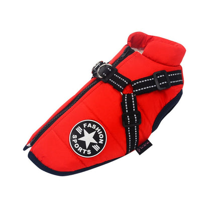 Water-Repellent Winter Dog Coat with Built-In Harness