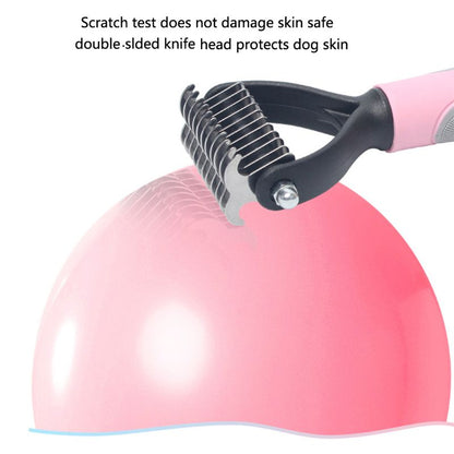Double-Sided Dematting Dog Undercoat Rake