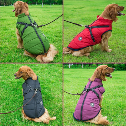 Water-Repellent Winter Dog Coat with Built-In Harness