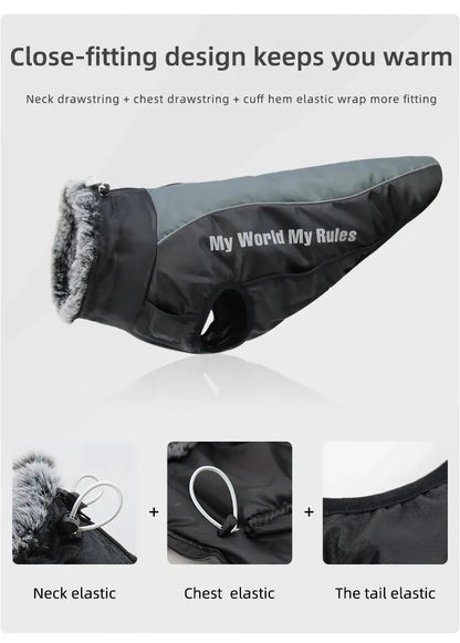 Reflective Winter Dog Coat with Built-In Harness