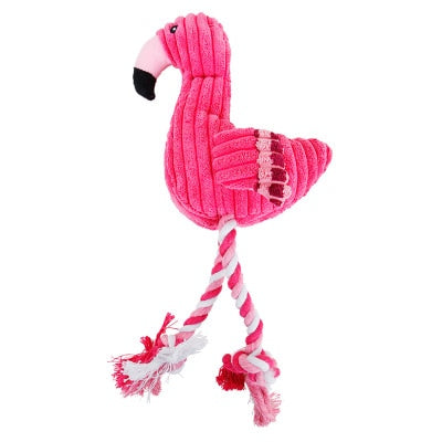 Squeaky Plush Flamingo Dog Tug Toy