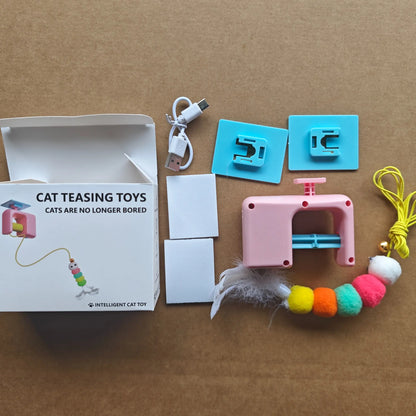 Automatic Interactive Cat Toy with Motion-Activated Rolling Ball and Hanging Wand for Engaging Indoor Play