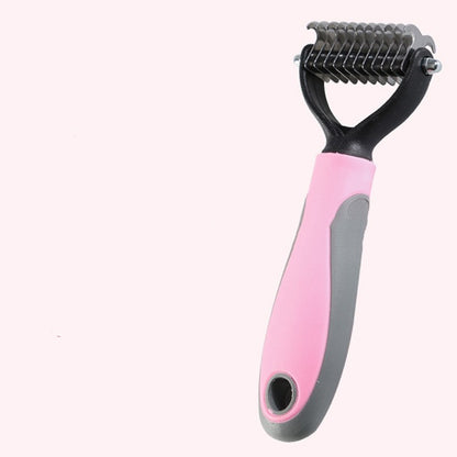 Double-Sided Dematting Dog Undercoat Rake