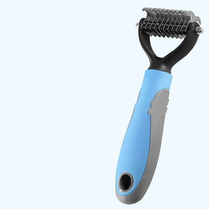 Double-Sided Dematting Dog Undercoat Rake