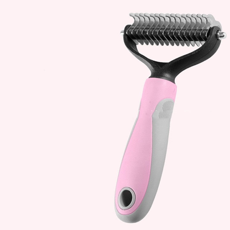 Double-Sided Dematting Dog Undercoat Rake