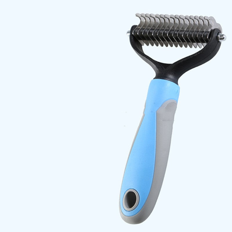 Double-Sided Dematting Dog Undercoat Rake