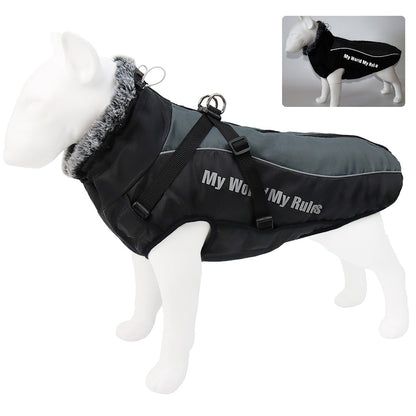 Reflective Winter Dog Coat with Built-In Harness