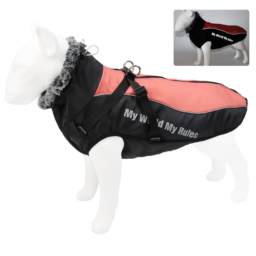 Reflective Winter Dog Coat with Built-In Harness