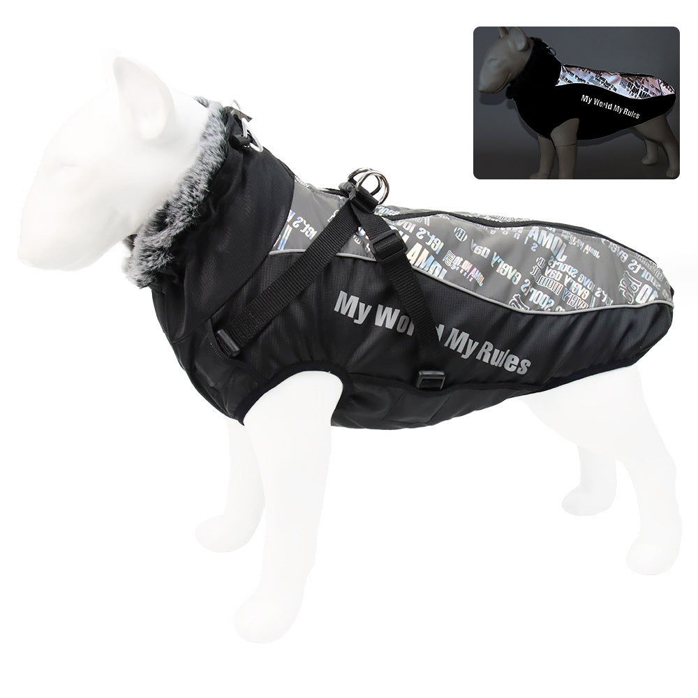 Reflective Winter Dog Coat with Built-In Harness