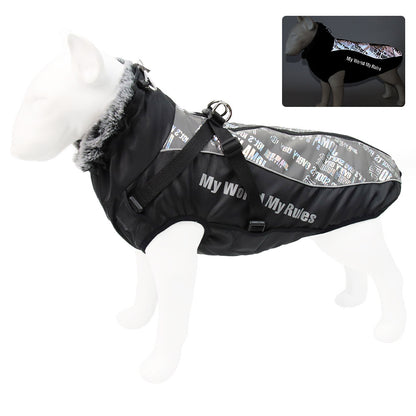 Reflective Winter Dog Coat with Built-In Harness