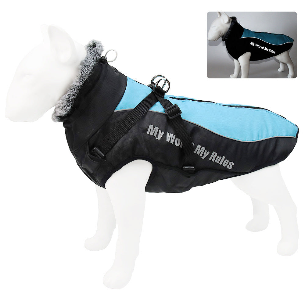 Reflective Winter Dog Coat with Built-In Harness