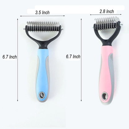 Double-Sided Dematting Dog Undercoat Rake