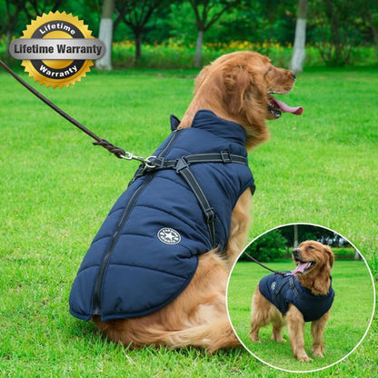Water-Repellent Winter Dog Coat with Built-In Harness